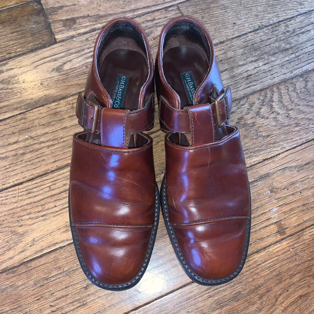 G.H. Bass & Co Brown Leather Sandal Mary Jane Loafer Low Heel Classic 8.5 Rare